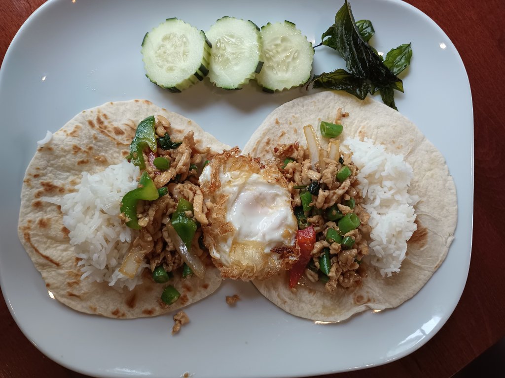 Kapow Gai Soft Tacos at Hanuman Thai Cafe Kirkland